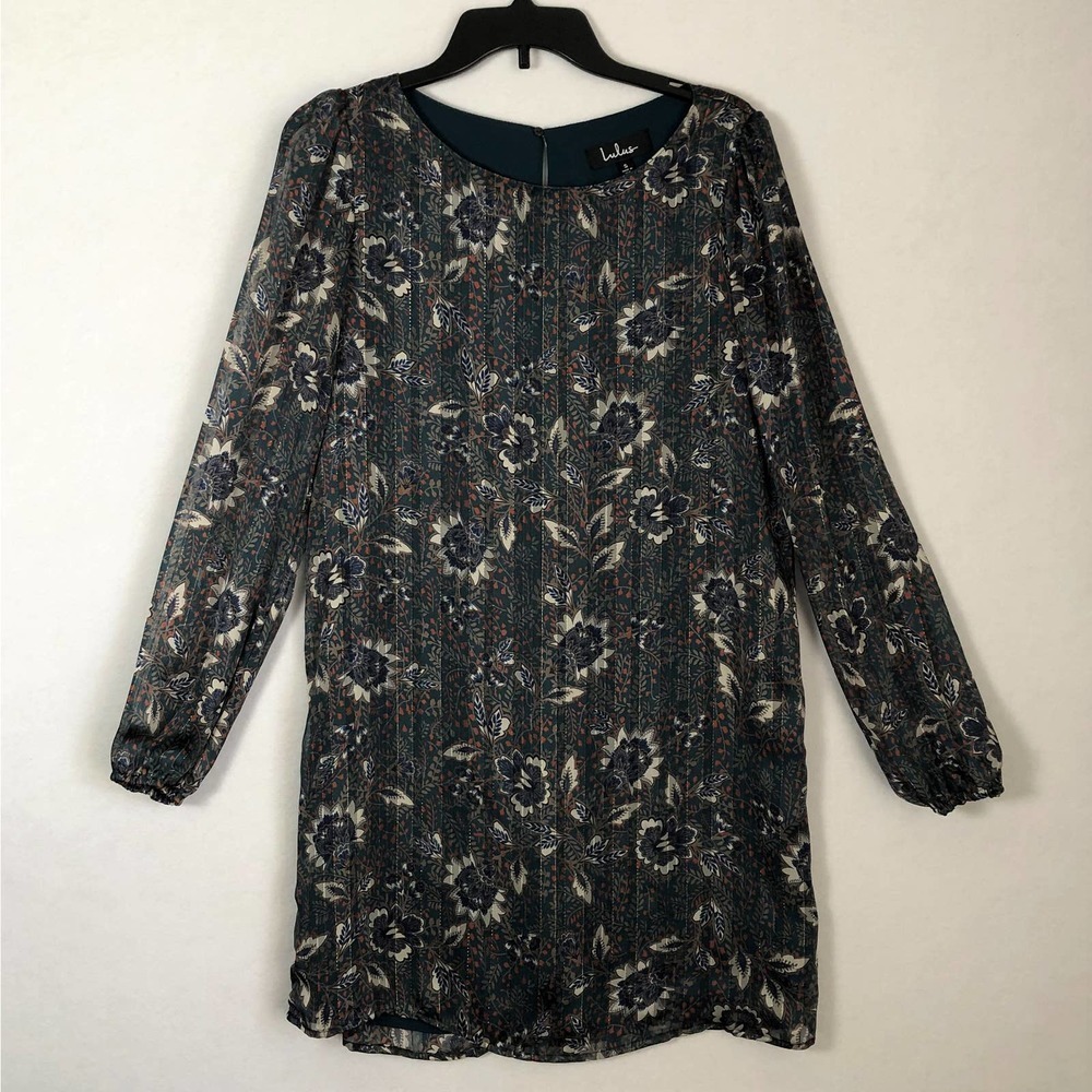 Lulus Size Small Green Floral Shift Dress